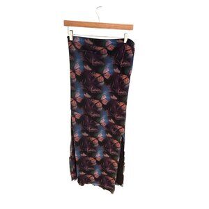 Y2K Butterfly Print Maxi Skirt With Side Slit By Justify